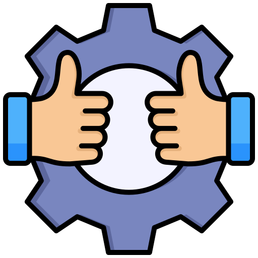 Illustration of gear with thumbs up